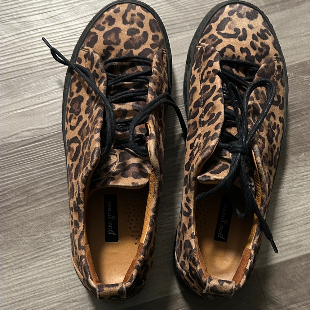 Paul Green Brown Leopard Print Sneakers